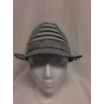 Collection XIIX Woven Striped Fedora Hat One Size HS122474 Black/White NWT  eb-67815645